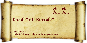 Kazári Kornél névjegykártya